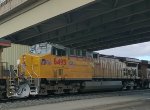 UP 6495 3rd motor on east bound manifest at the UP Green River Yard Wyoming 